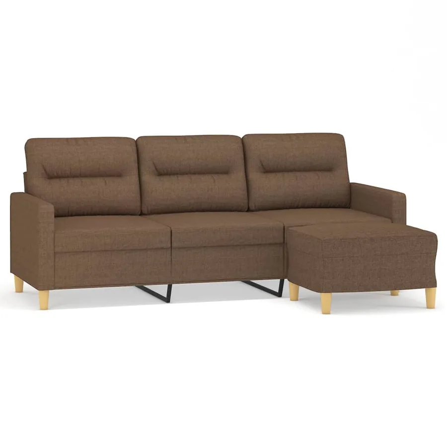 Canapé à 3 places avec repose-pieds Marron 180 cm Tissu - 2