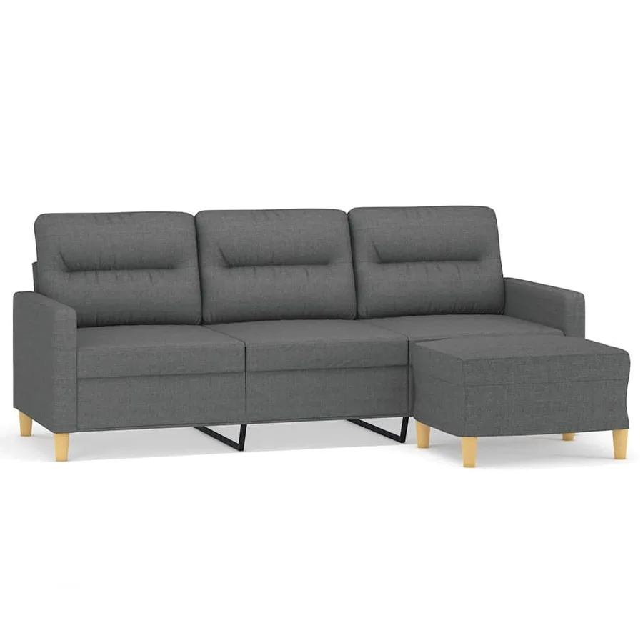Canapé à 3 places avec repose-pieds Gris foncé 180 cm Tissu - 2