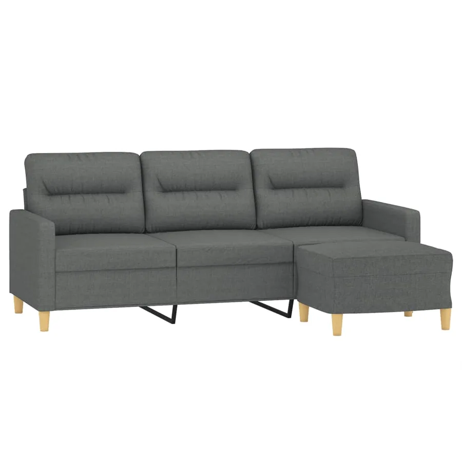 Canapé à 3 places avec repose-pieds Gris foncé 180 cm Tissu - 3