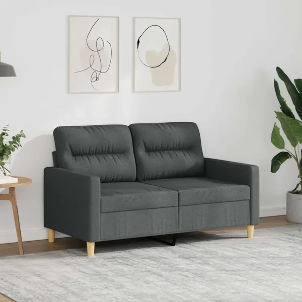 Canapé à 2 places Gris foncé 120 cm Tissu
