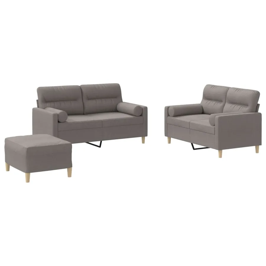 Ensemble de canapés 3 pcs avec coussins taupe tissu - 2
