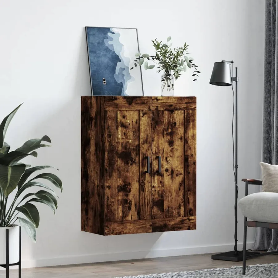 Armoire murale chêne fumé 69,5x34x90 cm bois d'ingénierie - 3