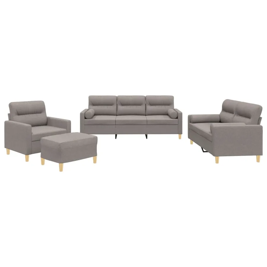 Ensemble de canapés 4 pcs avec coussins taupe tissu - 2