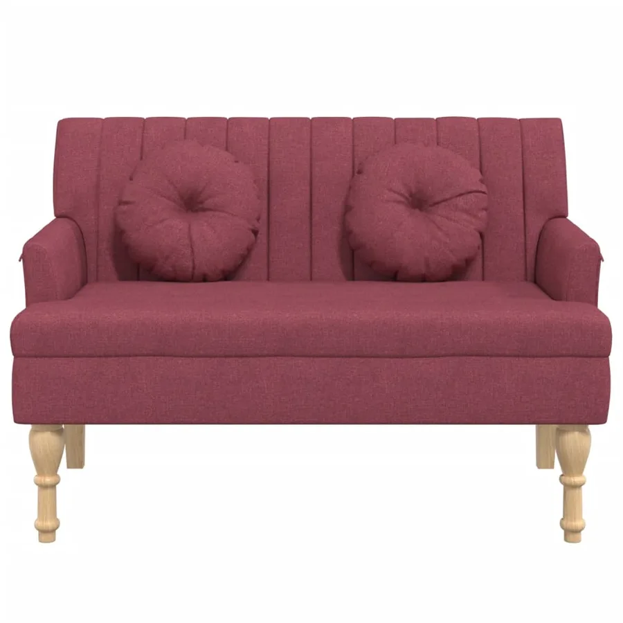 Banc avec coussins rouge bordeaux 113x64,5x75,5 cm tissu - 3