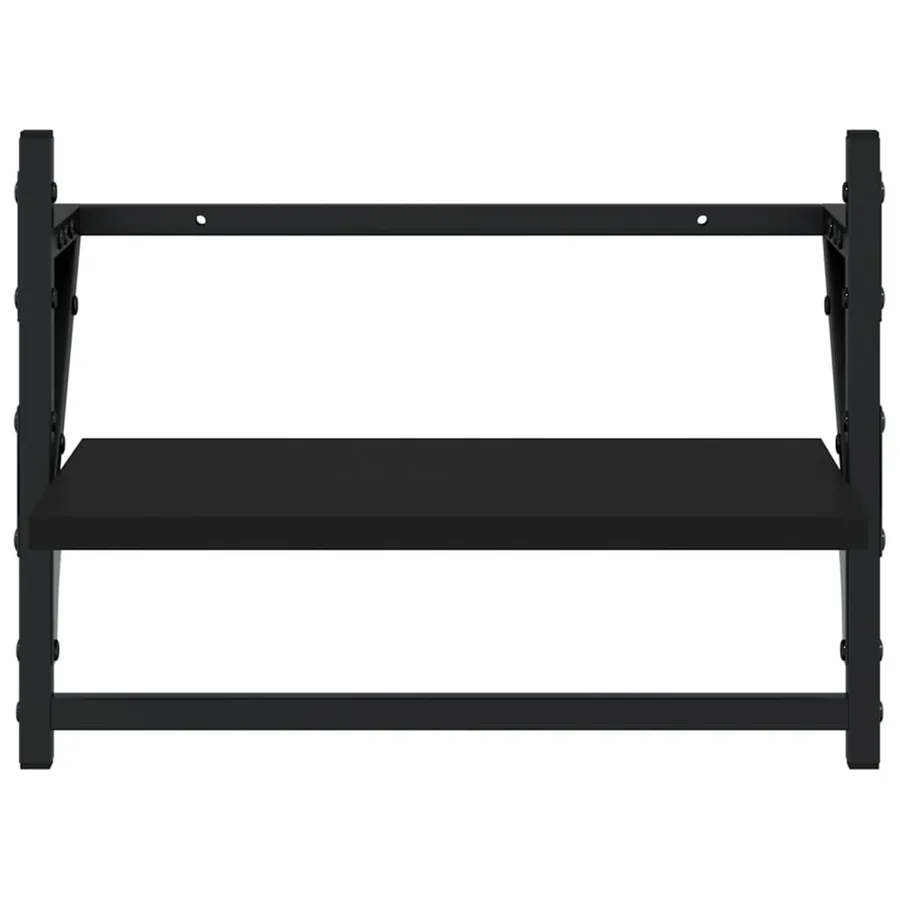 Étagères murales avec barres 2 pcs noir 40x25x30 cm - 5