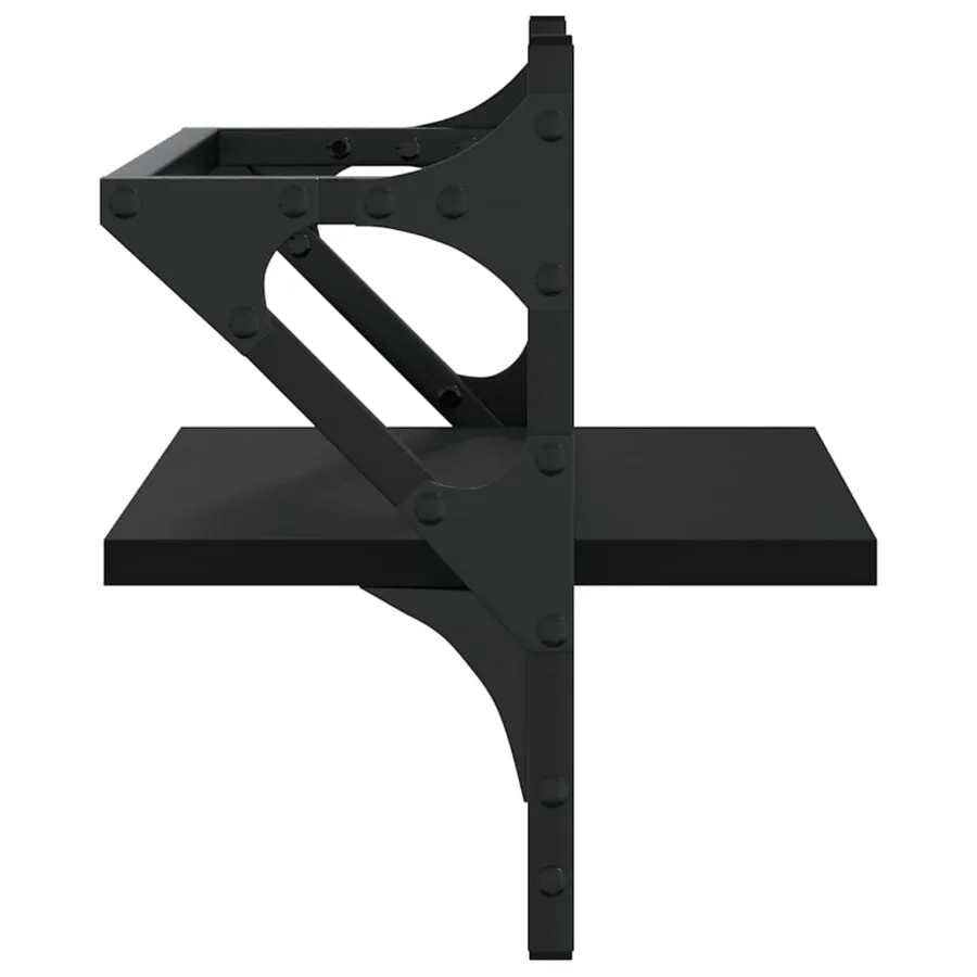 Étagères murales avec barres 2 pcs noir 40x25x30 cm - 6