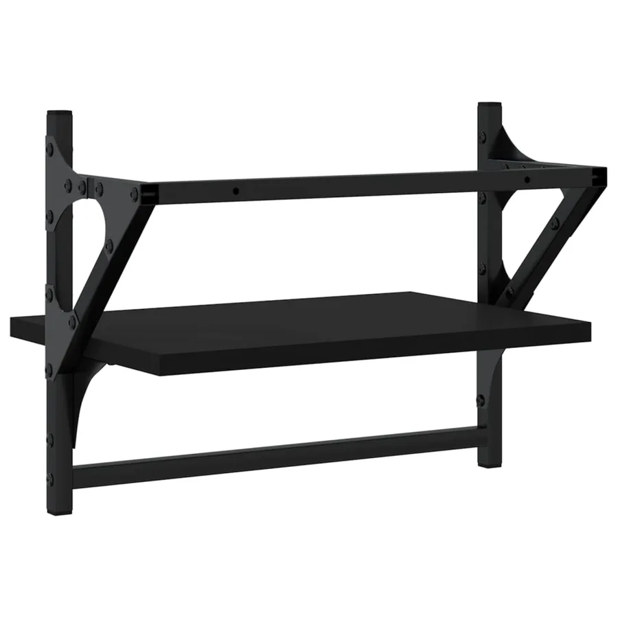 Étagères murales avec barres 2 pcs noir 40x25x30 cm - 7