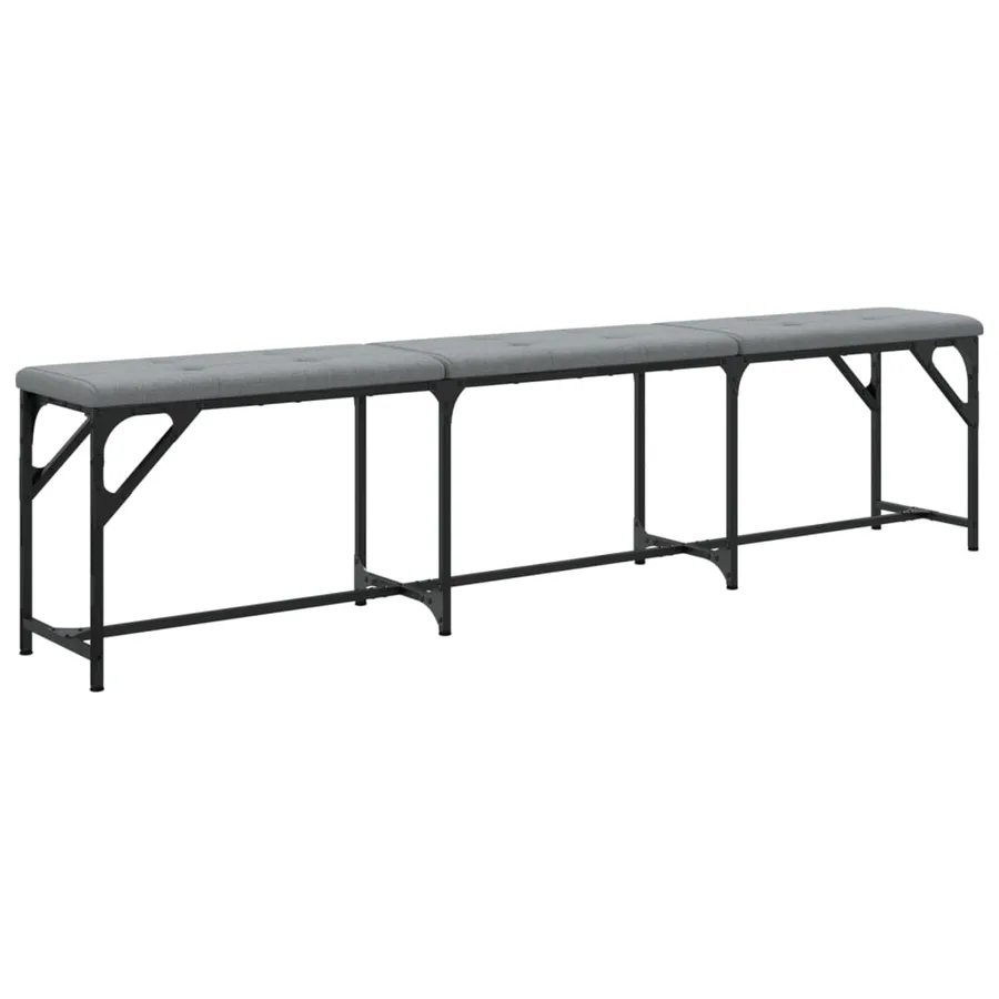 Banc à manger gris clair 186x32x45 cm acier et tissu - 2