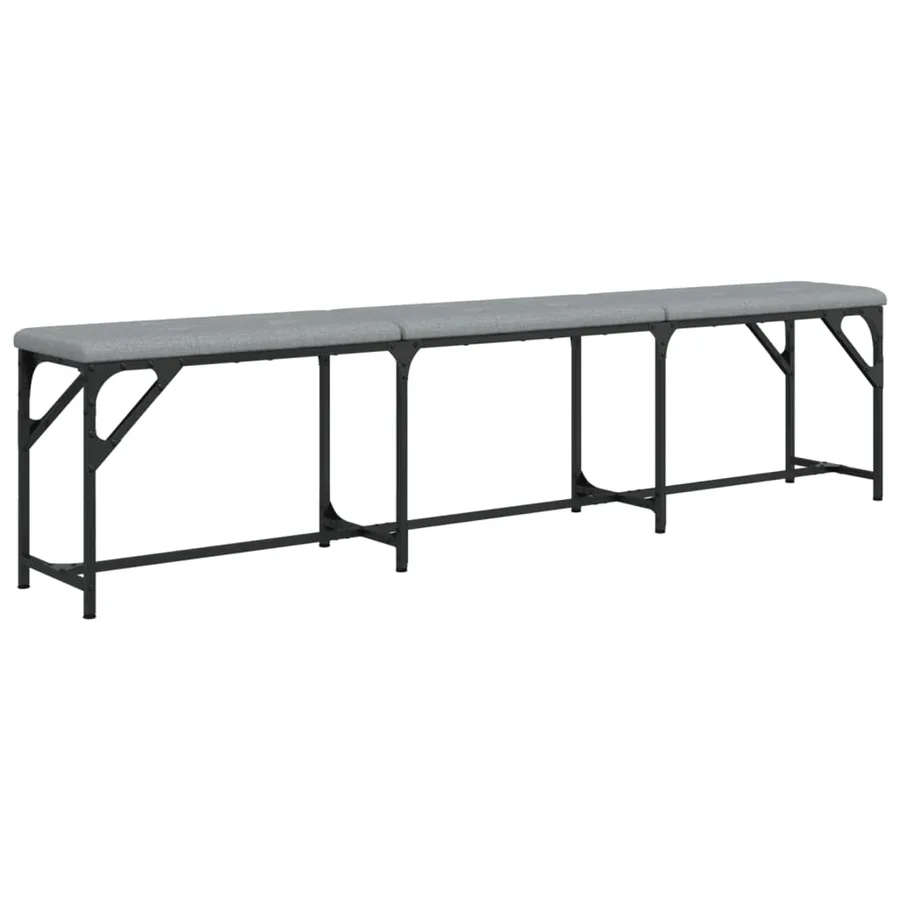 Banc à manger gris clair 186x32x45 cm acier et tissu - 6