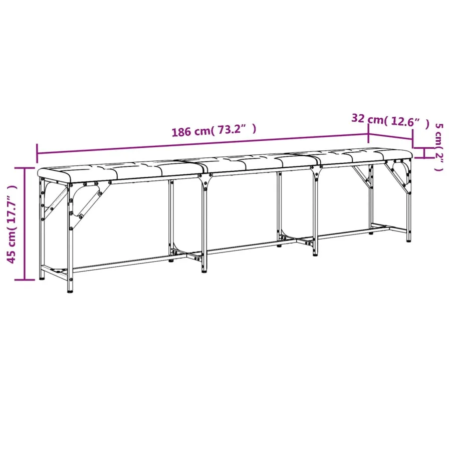 Banc à manger gris clair 186x32x45 cm acier et tissu - 8