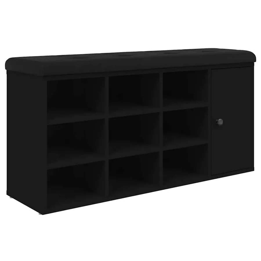 Banc à chaussures noir 102x32x50 cm bois d'ingénierie - 2