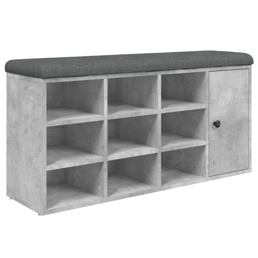 Banc à chaussures gris béton 102x32x50 cm bois d'ingénierie - 2