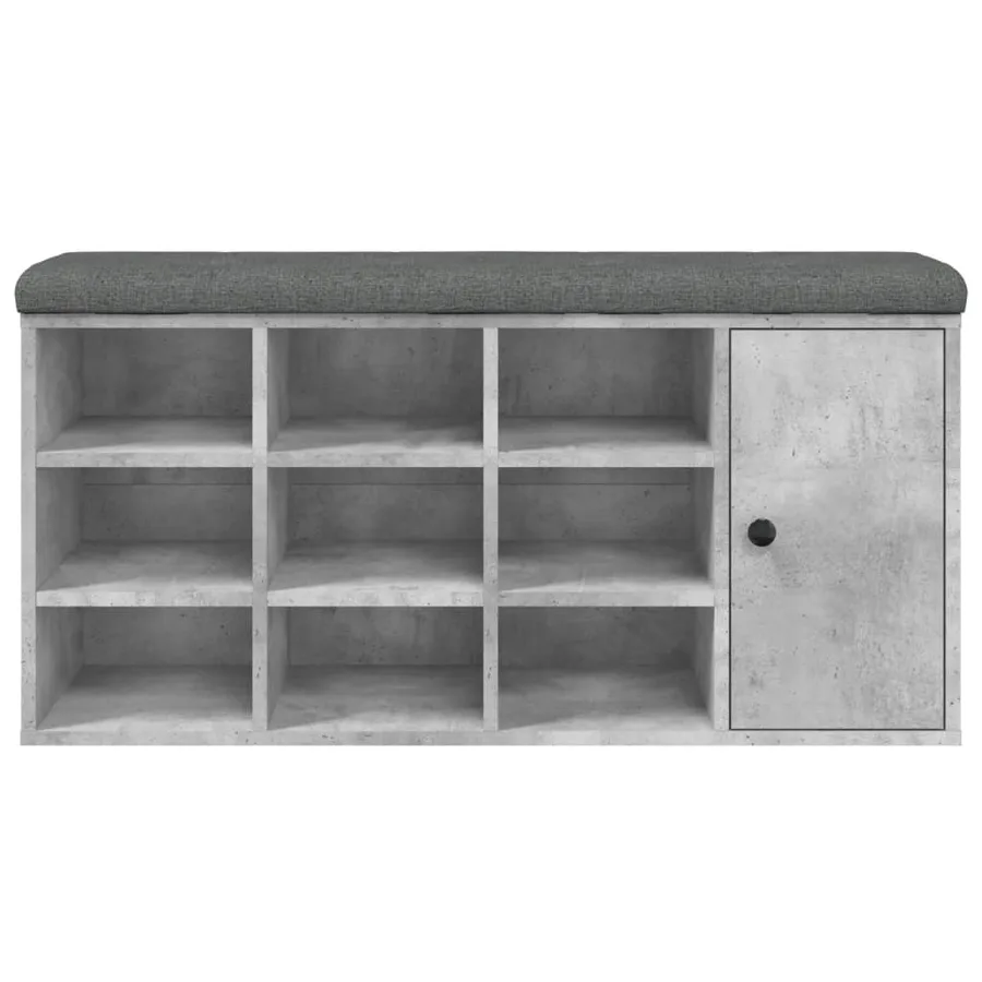 Banc à chaussures gris béton 102x32x50 cm bois d'ingénierie - 5