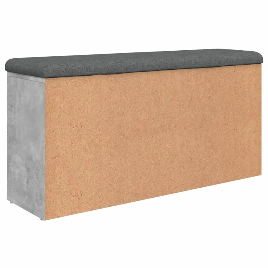 Banc à chaussures gris béton 102x32x50 cm bois d'ingénierie - 7