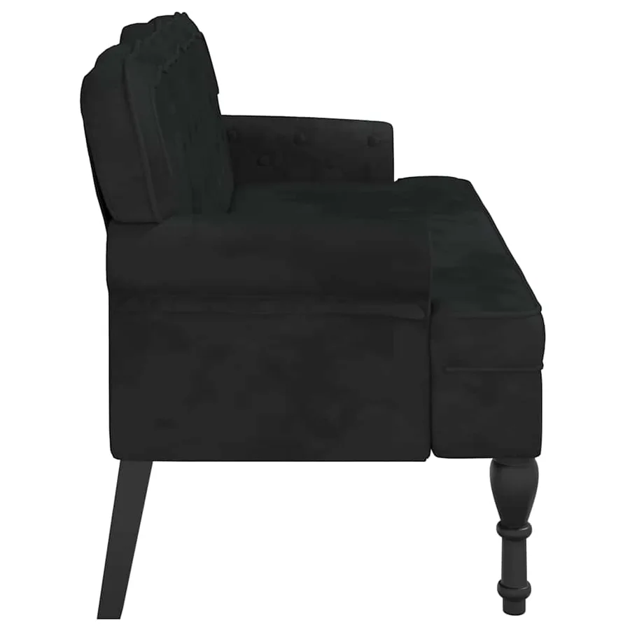Banc avec dossier Noir 119,5x64,5x75 cm Velours - 5