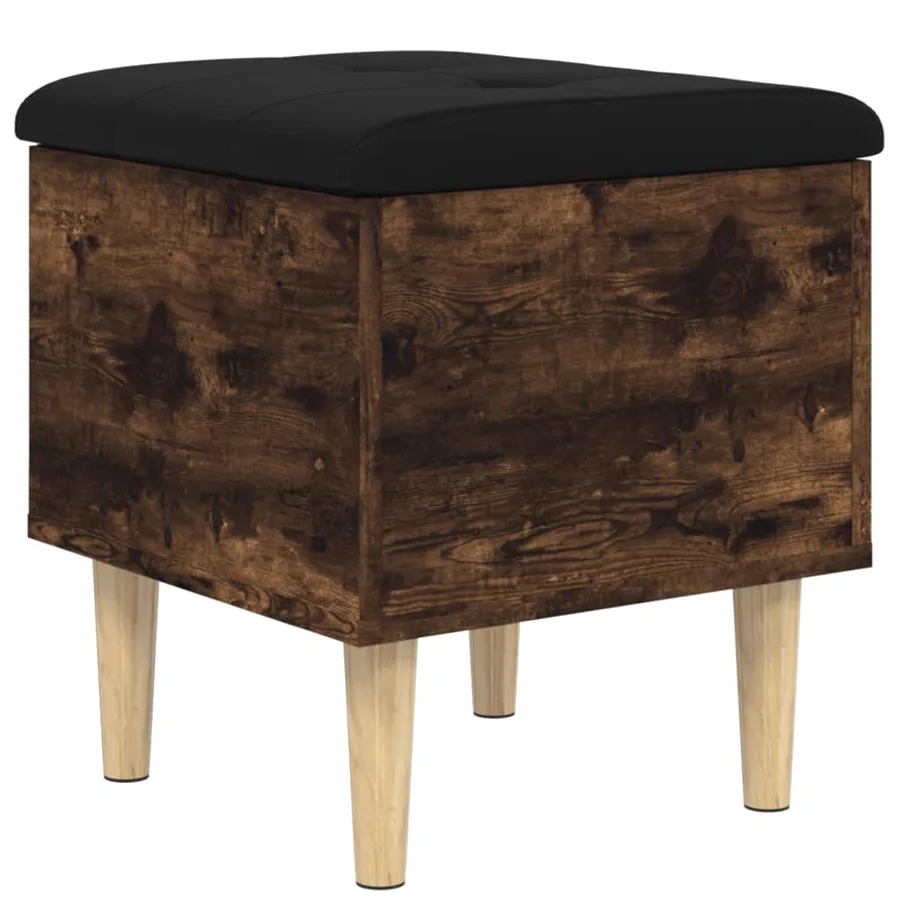 Banc de rangement chêne fumé 42x42x46 cm bois d'ingénierie - 2
