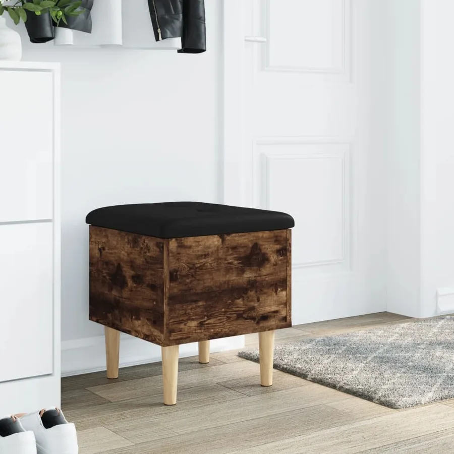 Banc de rangement chêne fumé 42x42x46 cm bois d'ingénierie - 3
