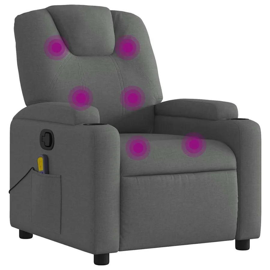 Fauteuil inclinable de massage gris foncé tissu - 2