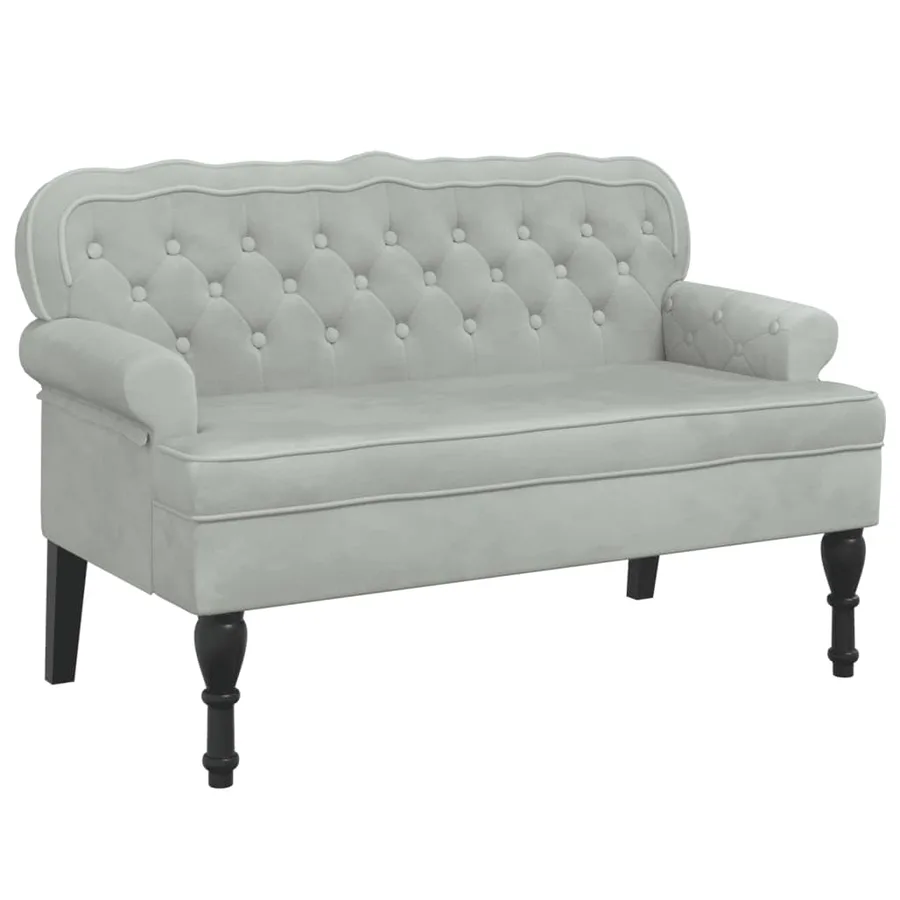 Banc avec dossier Gris clair 119,5 x 64,5 x 75 cm Velours - 2