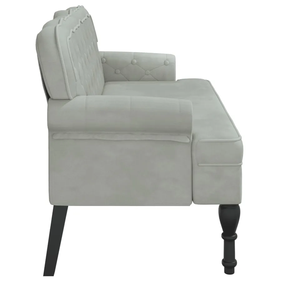 Banc avec dossier Gris clair 119,5 x 64,5 x 75 cm Velours - 4