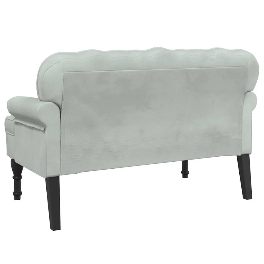 Banc avec dossier Gris clair 119,5 x 64,5 x 75 cm Velours - 5
