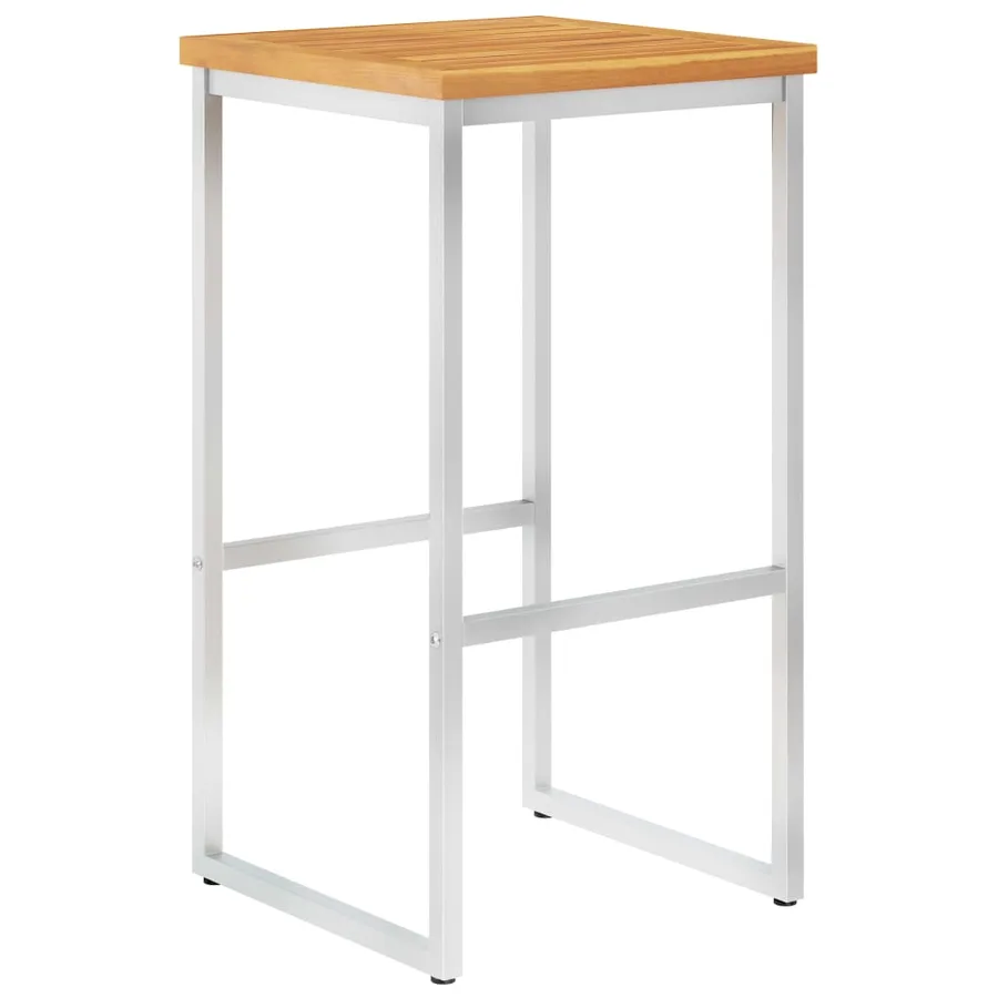 Chaises de bar lot de 4 bois d'acacia solide/acier inoxydable - 2