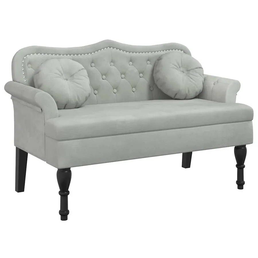 Banc avec coussins Gris clair 120,5 x 65 x 75 cm Velours - 2