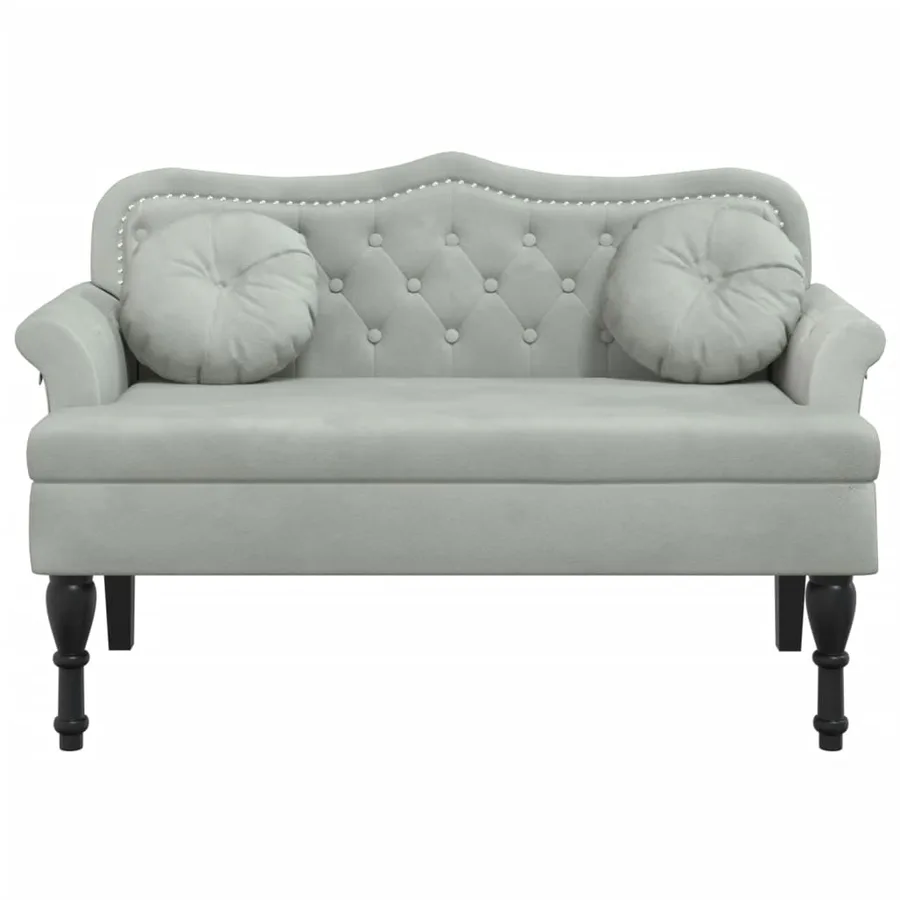 Banc avec coussins Gris clair 120,5 x 65 x 75 cm Velours - 3