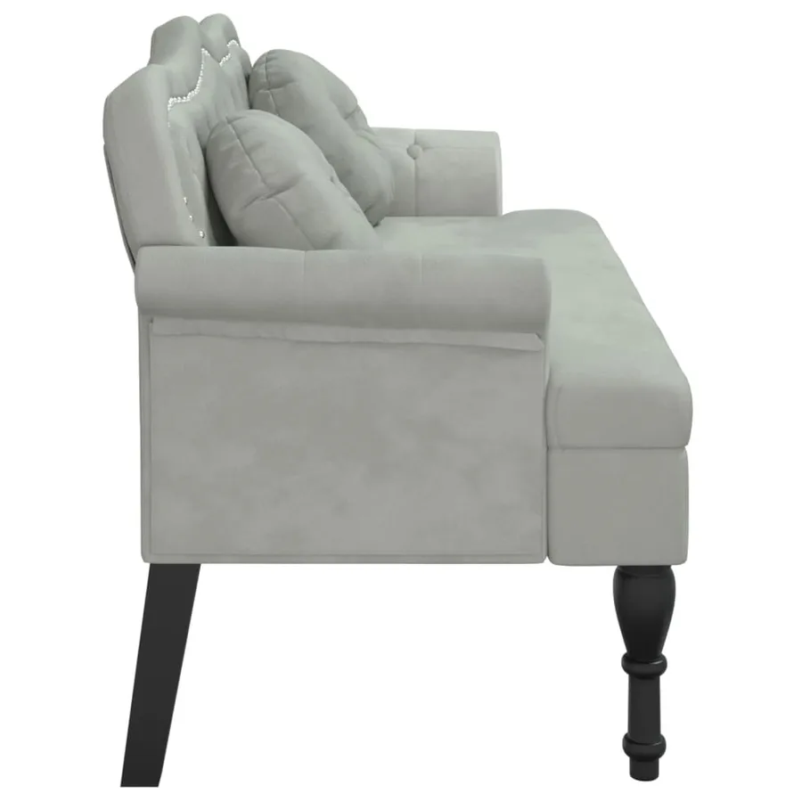 Banc avec coussins Gris clair 120,5 x 65 x 75 cm Velours - 4