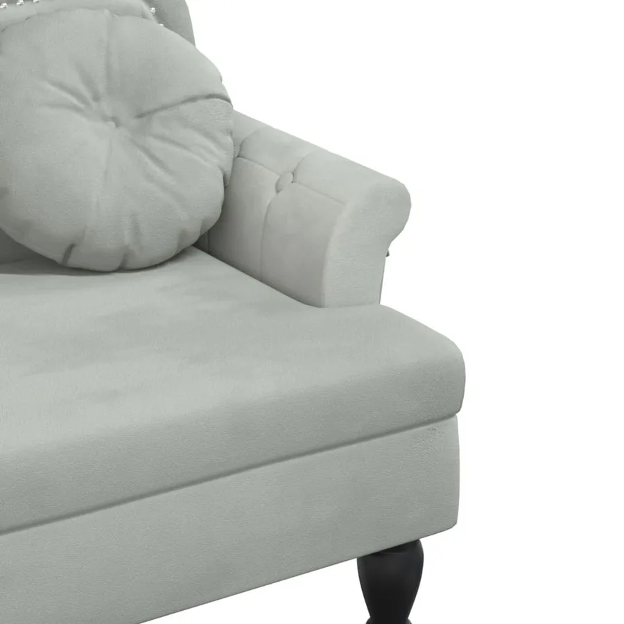 Banc avec coussins Gris clair 120,5 x 65 x 75 cm Velours - 6