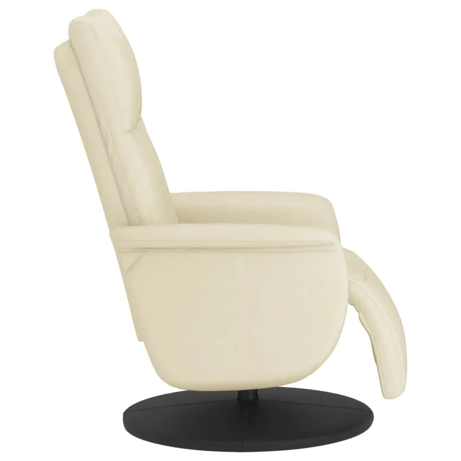 Fauteuil inclinable avec repose-pieds crème similicuir - 4
