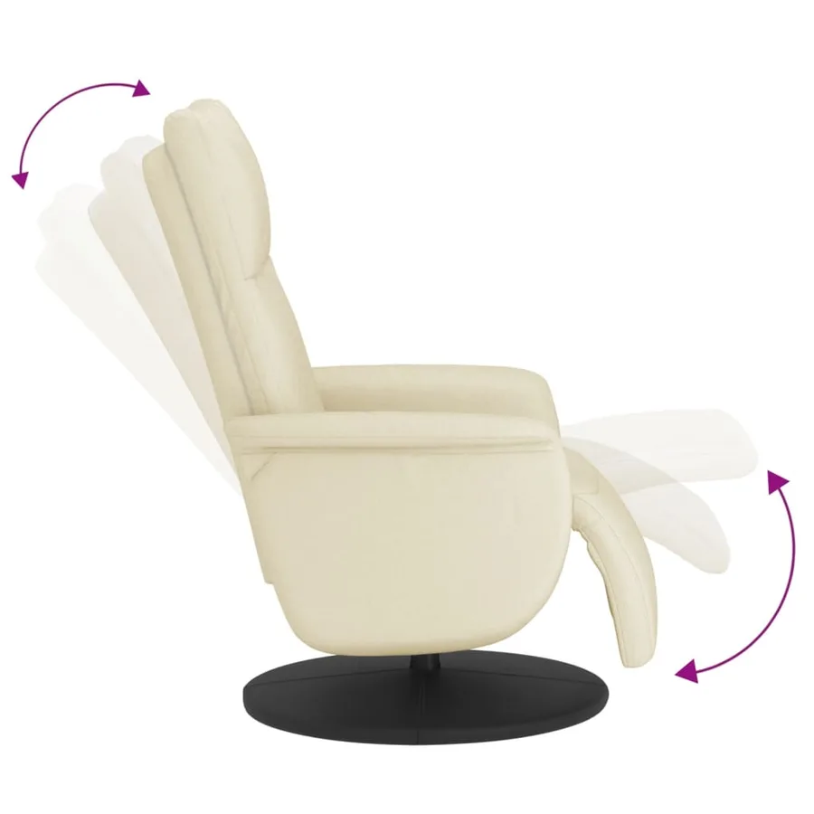 Fauteuil inclinable avec repose-pieds crème similicuir - 6