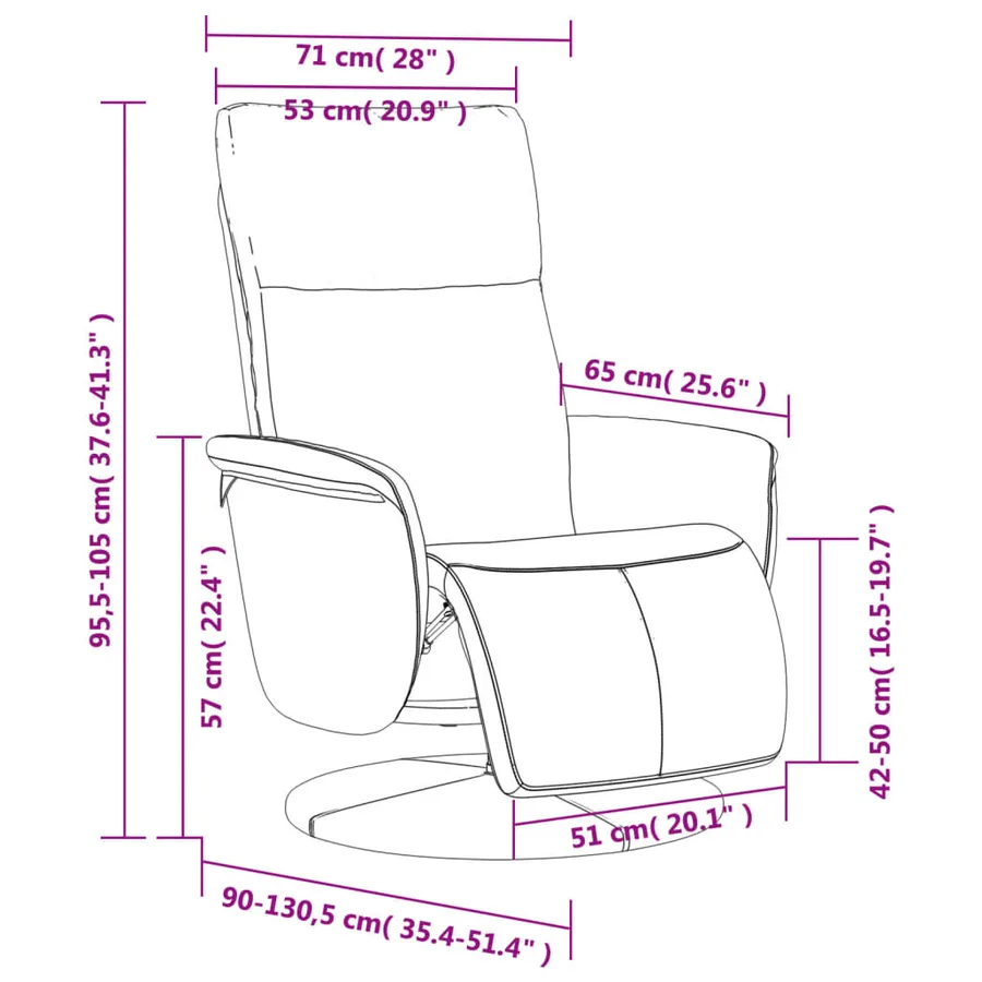 Fauteuil inclinable avec repose-pieds crème similicuir - 9