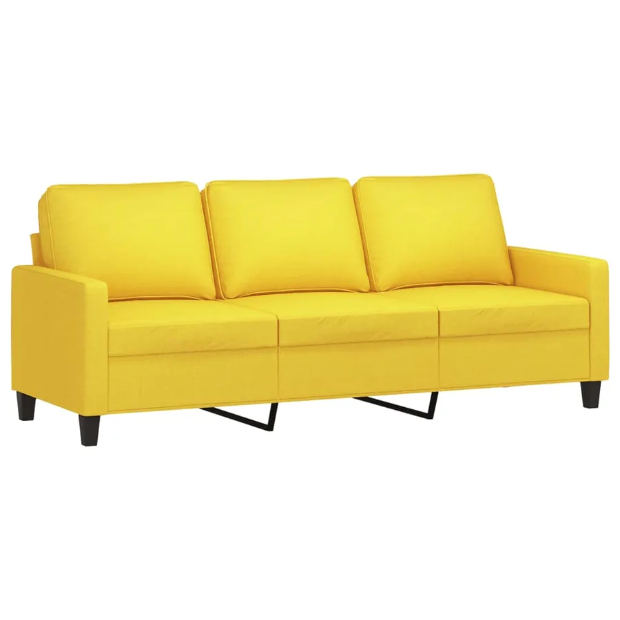 Ensemble de canapés 4 pcs avec coussins Jaune clair Tissu - 5