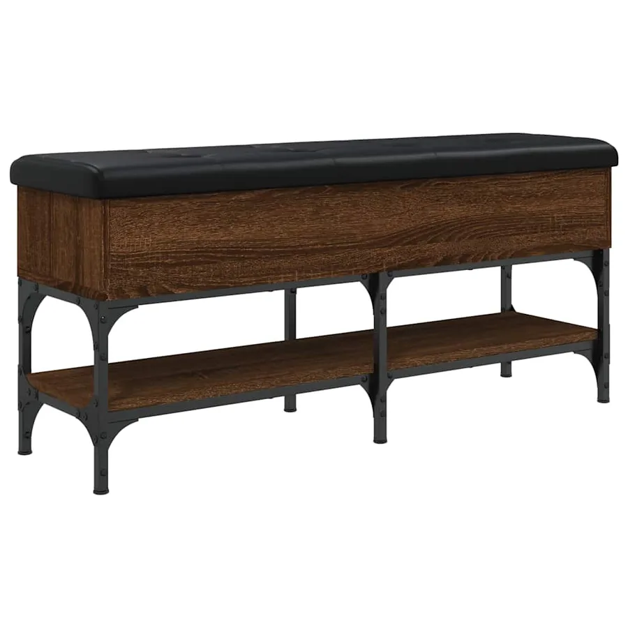 Banc à chaussures chêne marron 102x32x45 cm bois d'ingénierie - 2