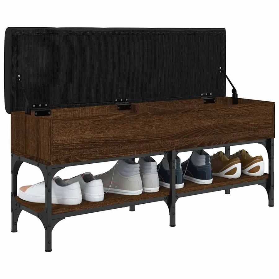 Banc à chaussures chêne marron 102x32x45 cm bois d'ingénierie - 4