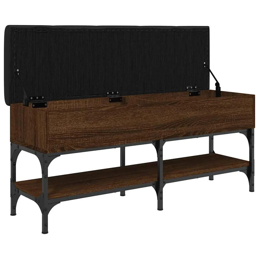 Banc à chaussures chêne marron 102x32x45 cm bois d'ingénierie - 5