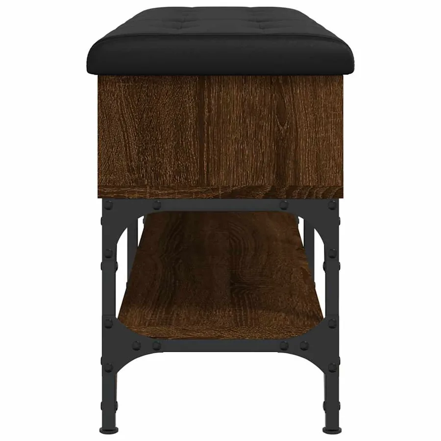 Banc à chaussures chêne marron 102x32x45 cm bois d'ingénierie - 7