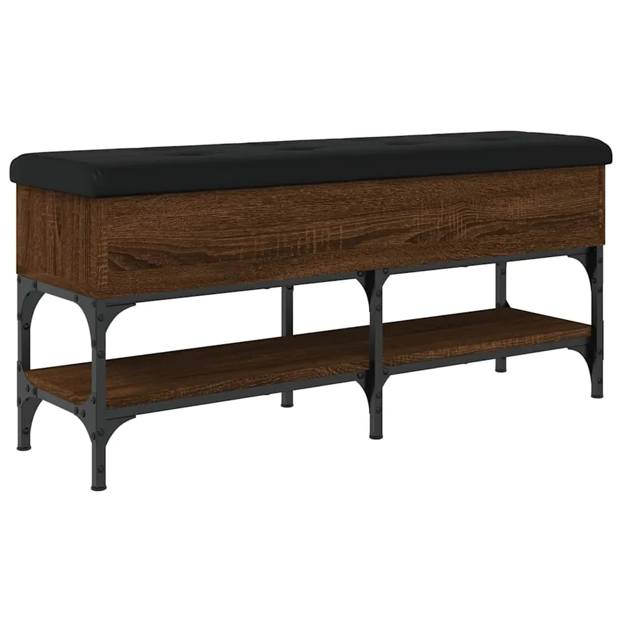 Banc à chaussures chêne marron 102x32x45 cm bois d'ingénierie - 8