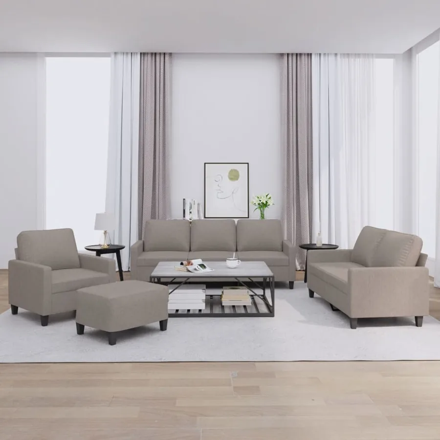 Ensemble de canapés 4 pcs avec coussins Taupe Tissu