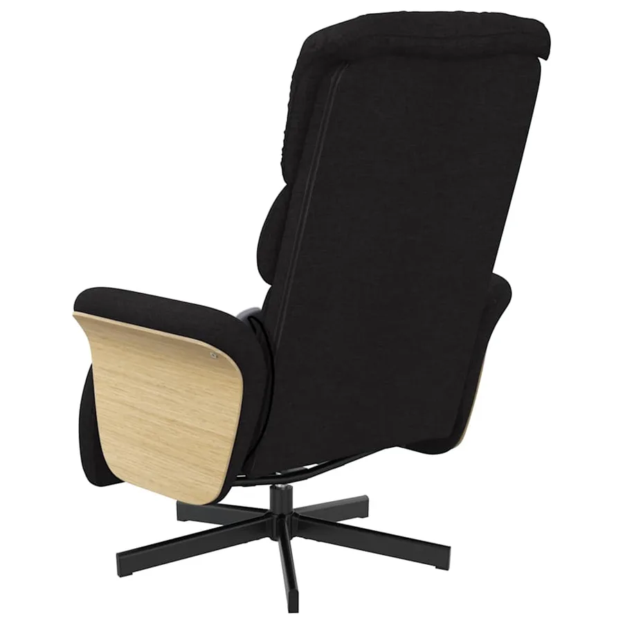 Fauteuil inclinable de massage avec repose-pieds noir tissu - 6