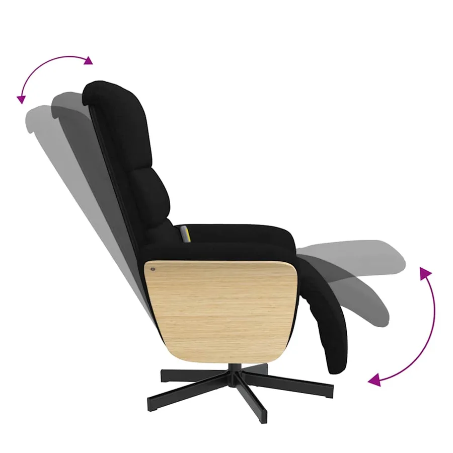 Fauteuil inclinable de massage avec repose-pieds noir tissu - 7