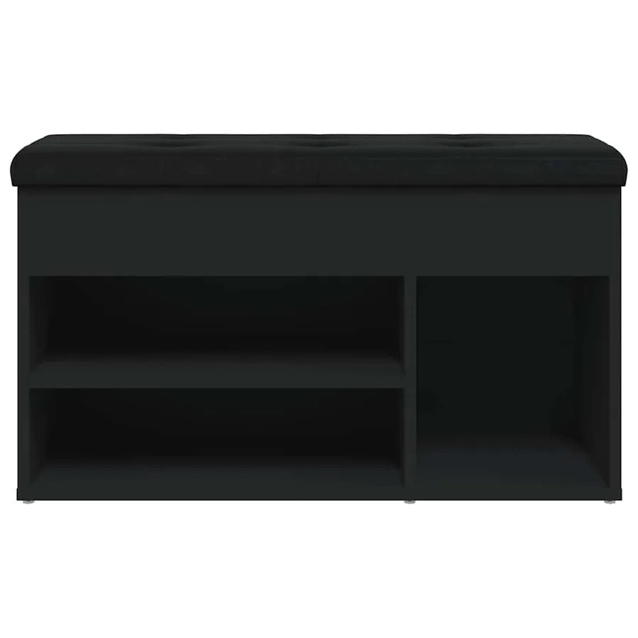 Banc à chaussures noir 82x32x45,5 cm bois d'ingénierie - 6