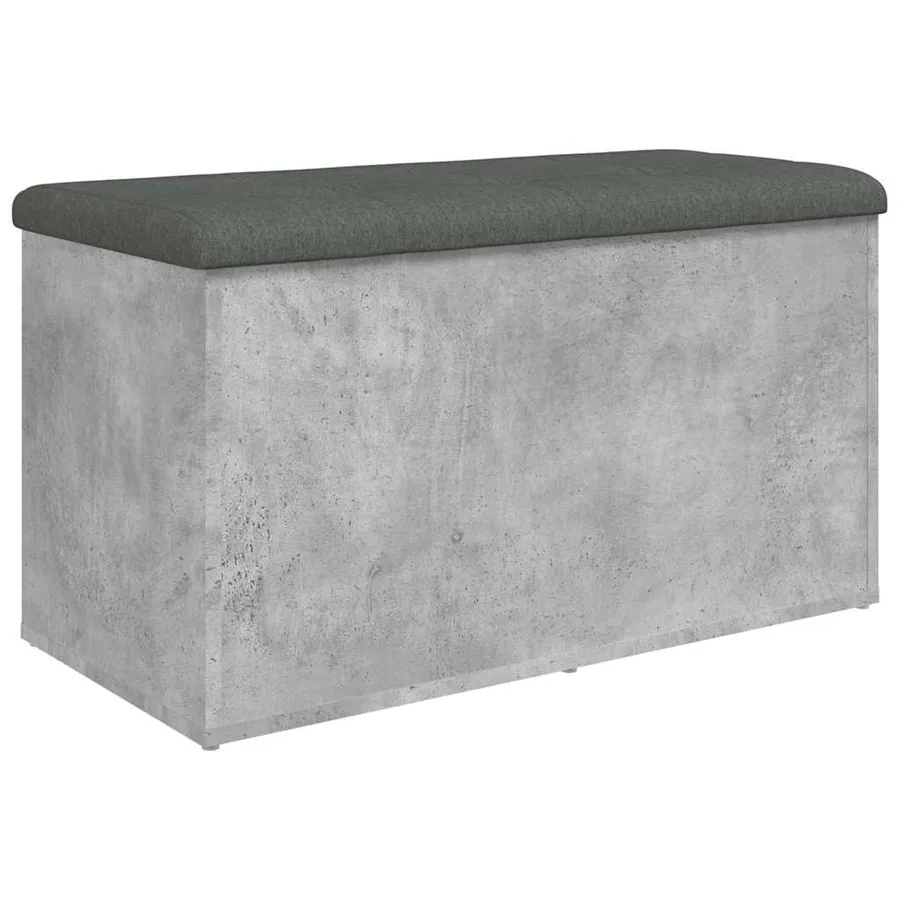 Banc de rangement gris béton 82x42x45 cm bois d'ingénierie - 2