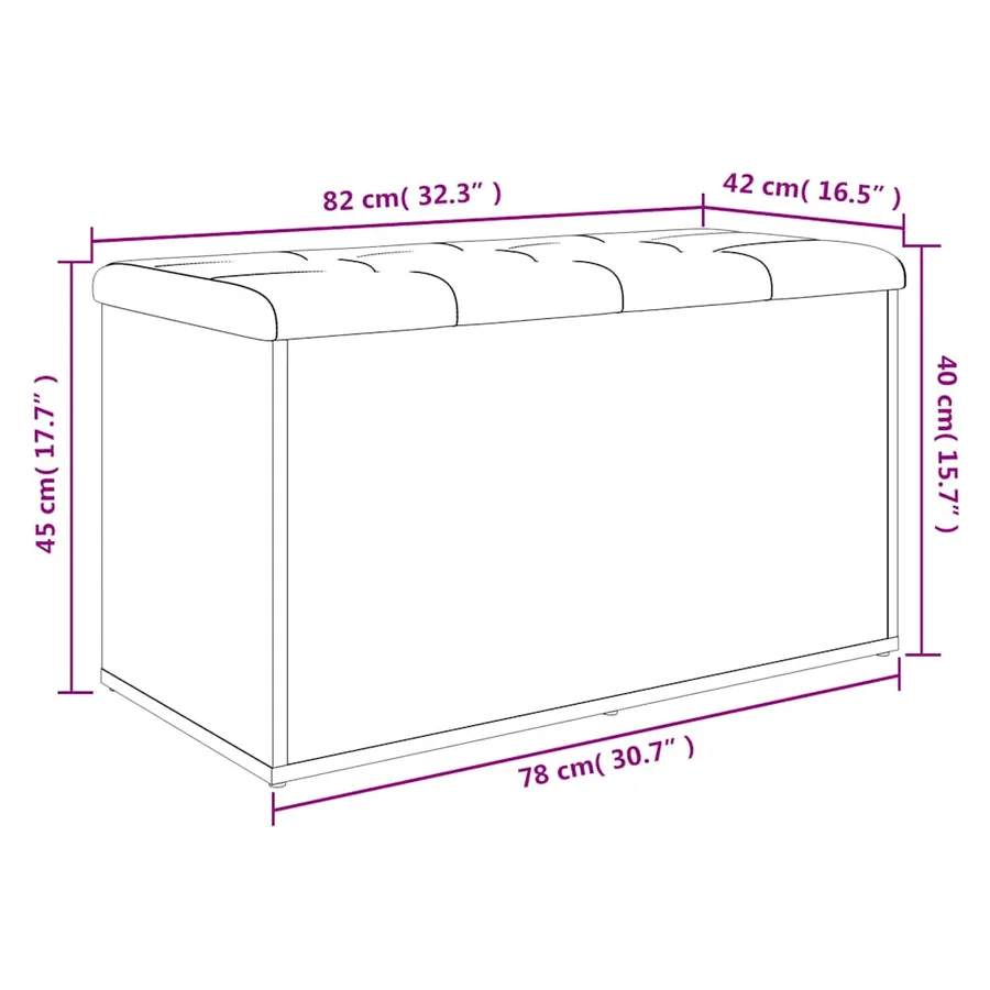 Banc de rangement gris béton 82x42x45 cm bois d'ingénierie - 9