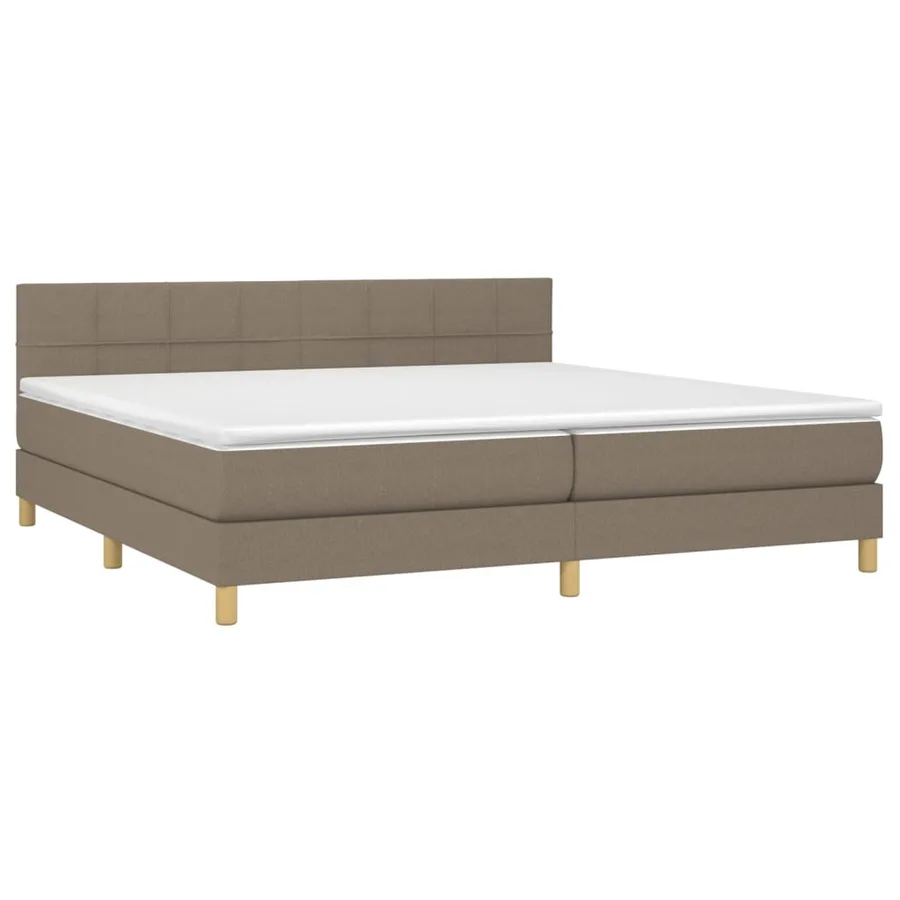 Sommier à lattes de lit et matelas et LED Taupe 200x200cm Tissu - 3