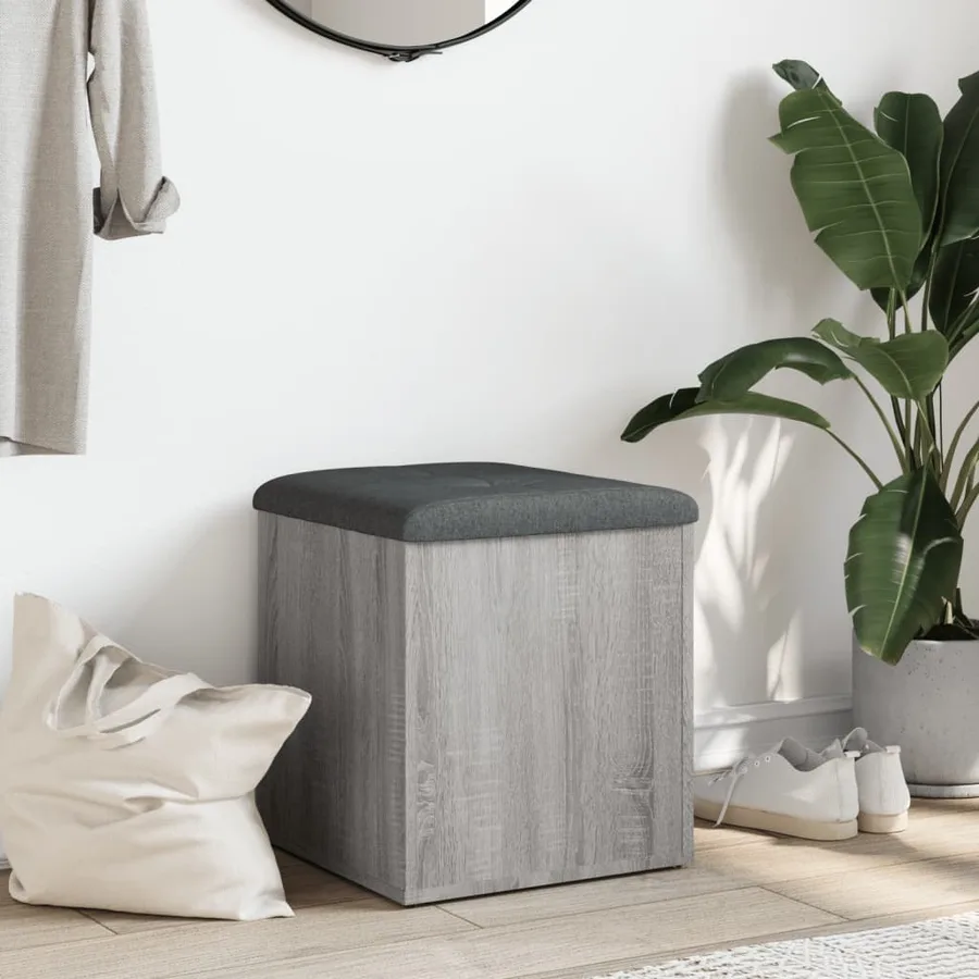Banc de rangement sonoma gris 42x42x45 cm bois d'ingénierie - 3