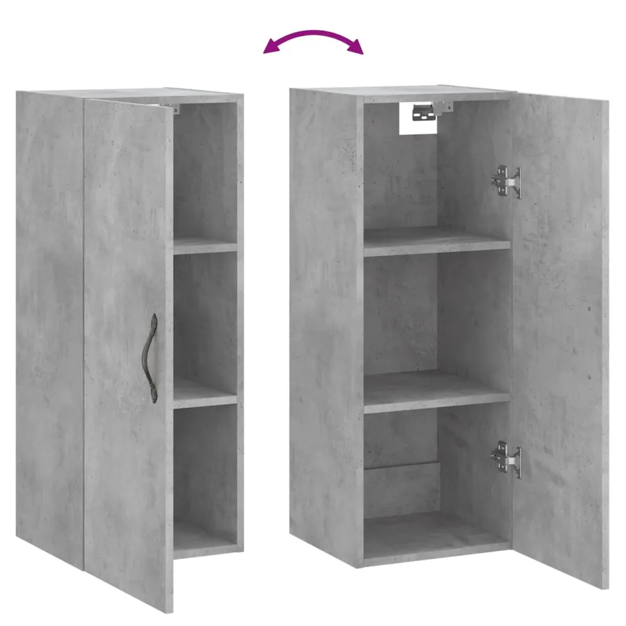 Armoire murale gris béton 34,5x34x90 cm bois d'ingénierie - 9