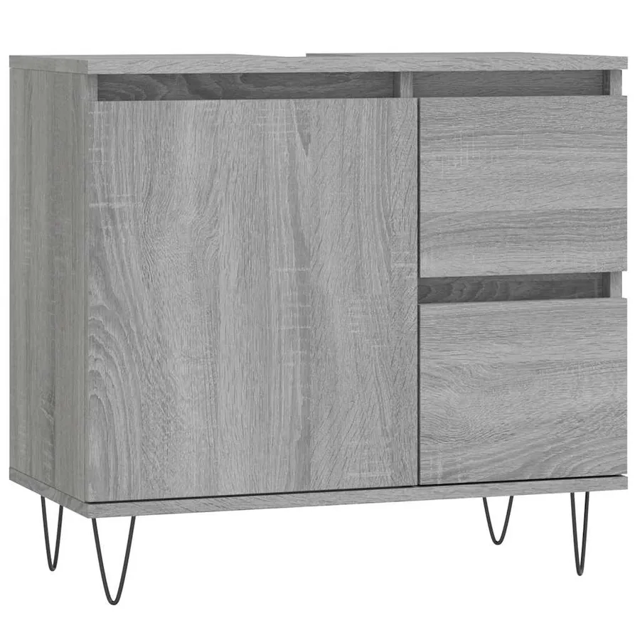 Armoire de bain sonoma gris 65x33x60 cm bois d'ingénierie - 2