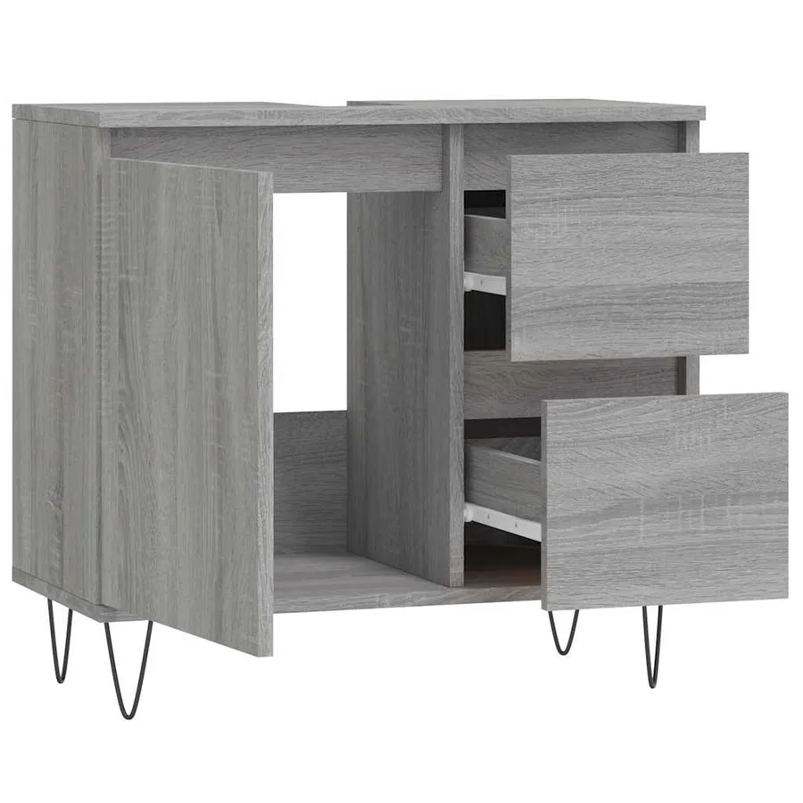 Armoire de bain sonoma gris 65x33x60 cm bois d'ingénierie - 4